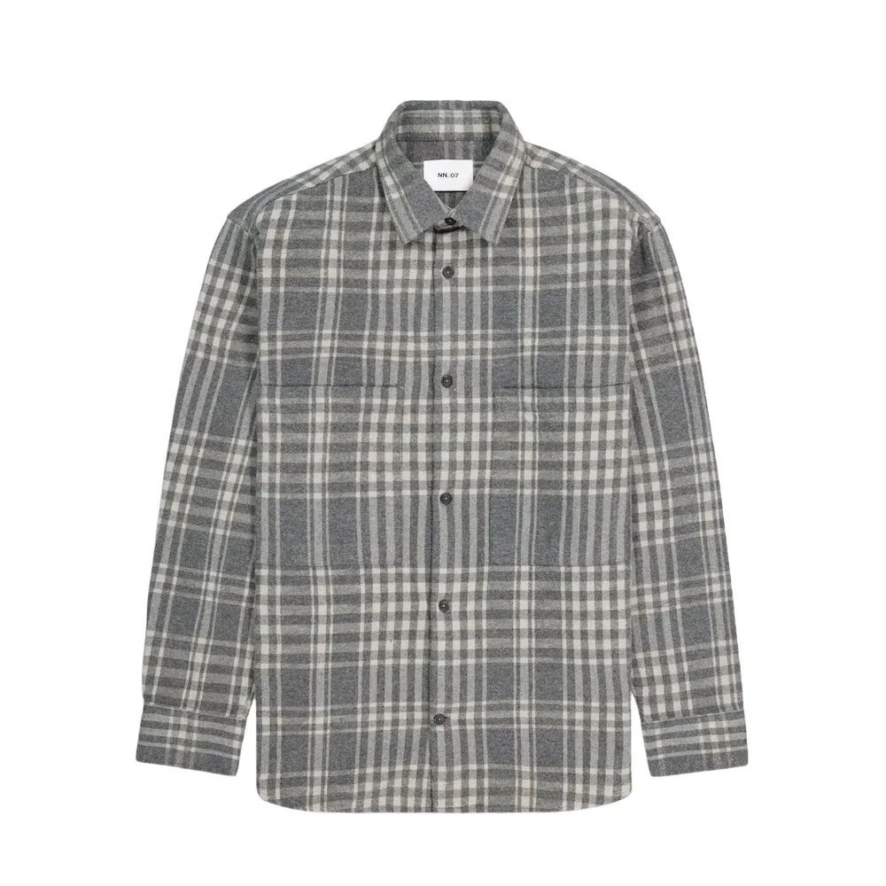 NN07 Freddy 5292 Flannel‎ Overshirt Mens Grey Plaid Cotton Shacket